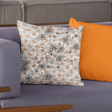 Halloween Throw Pillow/ Spiders And Webs On Grunge Orange Polkadots Decor