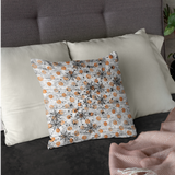 Halloween Throw Pillow/ Spiders And Webs On Grunge Orange Polkadots Decor