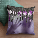 Halloween Creepy Purple And Gray Shadow Alien Ghost Hand With Glitter Imaged Black Drips