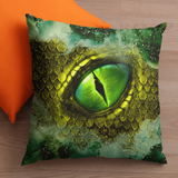 Halloween Throw Pillow/ Glam Ink Gothic Green Medieval Dragon With Mountain Fog Decor