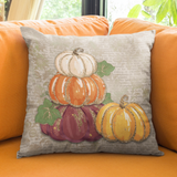 Autumn Fall Pillow/ Orange, Cream, Burgundy And Yellow Pumpkins With Glitter Imaged Gold Glam Accents Floral Decor