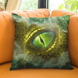 Halloween Throw Pillow/ Glam Ink Gothic Green Medieval Dragon With Mountain Fog Decor