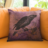 Halloween Throw Pillow/ Raven On Distressed Grunge Purple And Orange Decor