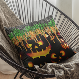 Halloween Throw Pillow/ Spooky Jack O Lanterns With Purple And Green Glitter Imaged Drips Decor