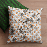 Halloween Throw Pillow/ Spiders And Webs On Grunge Orange Polkadots Decor