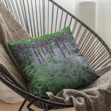Halloween Throw Pillow/ Spooky Ghosts With Glitter Imaged Green And Purple Glam Drips Decor