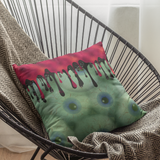 Halloween Throw Pillow/ Gouls Creepy Eyeballs In Liquid With Red And Black Drips Decor