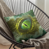 Halloween Throw Pillow/ Glam Ink Gothic Green Medieval Dragon With Mountain Fog Decor