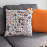 Halloween Throw Pillow/ Spiders And Webs On Grunge Orange Polkadots Decor