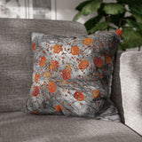 Halloween Throw Pillow Cover/ Jack O Lantern Pumpkins On Spooky Grunge Gray Background Decor