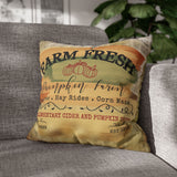 Fall Pillow Cover/ Farm Fresh Pumpkins Hay Rides, Corn Maze Sign Orange And Green Plaid Farmhouse Autumn Decor