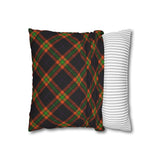Halloween Pillow Cover/ Black, Orange, Green And Purple Tartan Plaid Decor