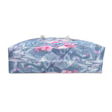 Flamingo Tote Rope Handle Bag/ Tropical Leaves Hibiscus Flowers Coastal Large Weekender Beach Bag
