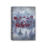 Christmas Journal/ Watercolor Believe Santa Reindeer Mountain Forest Notebook/ Diary Gift