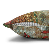 Christmas Poinsettia Pillow Cover/ Red, Gold, Emerald Green Glam Typography Distressed Holiday Decor