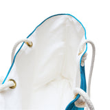 Nautical Tote Rope Handle Bag/ Navy Aqua Ocean Waves Coastal Tropical Large Weekender Beach Bag