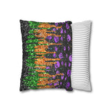 Halloween Pillow Cover/ Purple Skulls With Glam Green and Black Drips Decor