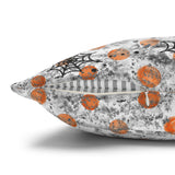 Halloween Throw Pillow Cover/ Spiders And Webs On Grunge Orange Polkadots Decor