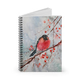 Christmas Journal/ Watercolor Winter Red Robin On Tree Branch Notebook/ Diary Gift