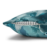 Coastal Sea Turtle Pillow Cover, Aqua Blue Ocean Waves Beach Foam Bubbles, Home Decor Gift, Coastal Throw