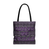 Cirque Du Freak Tote/ Purple Gothic Argyle Vintage Freak Carnival Large Bag