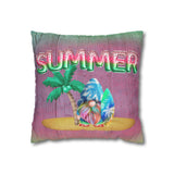 Summer Gnome Throw Pillow Cover/ Watermelon Letter Balloons And Tie Dye Beach Surfer Gnome With Palm Tree Summer Décor