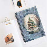 Christmas Journal/ Watercolor Winter Snowglobe Holiday Tree Ornaments Notebook/ Diary Gift