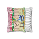Summer Gnome Throw Pillow Cover/ Watermelon Letter Balloons And Beach Gnome With Palm Trees Summer Décor