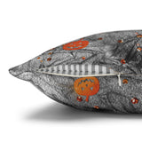 Halloween Throw Pillow Cover/ Jack O Lantern Pumpkins On Spooky Grunge Gray Background Decor