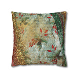 Christmas Poinsettia Pillow Cover/ Red, Gold, Emerald Green Glam Typography Distressed Holiday Decor