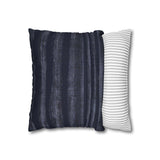 Indigo Blue Stripes Nautical Beach Theme Linen Texture Watercolor Design, Coastal Home Decor Pillow Cover