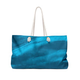 Nautical Tote Rope Handle Bag/ Navy Aqua Ocean Waves Coastal Tropical Large Weekender Beach Bag