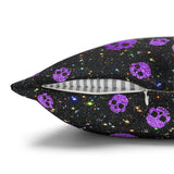 Halloween Pillow Cover/ Purple Skulls With Glam Green and Black Drips Decor