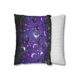 Halloween Pillow Cover/ Purple Glam White And Black Moons Decor