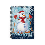 Christmas Journal/ Vintage Watercolor Skiing Snowman Notebook/ Diary Gift