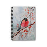 Christmas Journal/ Watercolor Winter Red Robin On Tree Branch Notebook/ Diary Gift
