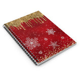 Christmas Journal/ Red White Snowflakes Gold Glam Drips Notebook/ Diary Gift