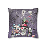 Halloween Pillow Cover/ Spooky Moon Cute Watercolor Voodoo Dolls And Black Magic Spells Cat Decor
