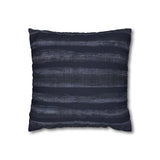 Indigo Blue Stripes Nautical Beach Theme Linen Texture Watercolor Design, Coastal Home Decor Pillow Cover