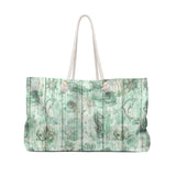 Nautical Tote Rope Handle Bag/ Sea Green Beach Wood Seashells Starfish Coastal Tropical Large Weekender Beach Bag