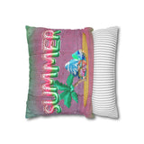 Summer Gnome Throw Pillow Cover/ Watermelon Letter Balloons And Tie Dye Beach Surfer Gnome With Palm Tree Summer Décor