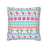 Christmas Pillow Cover/ Tropical Pink Flamingos And Palm Trees Christmas Sweater Holiday Décor