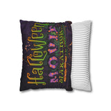 Halloween Throw Pillow Cover/ Halloween Movie Marathon In Progress Purple Orange Marquee Letter Lights On Purple Typography Decor