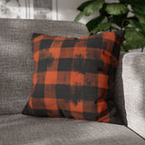 Halloween Pillow Cover/ Black And Orange Spooky Grunge Buffalo Plaid Decor