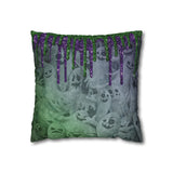 Halloween Pillow Cover/ Spooky Ghosts With Green And Purple Glam Drips Decor