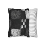 Halloween Pillow Cover/ Black And White Checkered And Spider Web Grunge Decor
