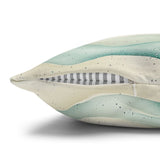 Retro Sand And Aqua Watercolor Abstract Ribbon Waves Pillow Cover