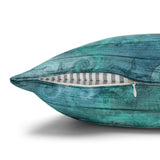 Nautical Throw Pillow/ Watercolor Shells And Waves On Sea Blue Wood Beach Décor/ Coastal Beach Pillow Cover