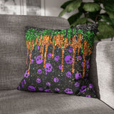 Halloween Pillow Cover/ Purple Skulls With Glam Green and Black Drips Decor