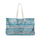 Nautical Tote Rope Handle Bag/ Blue White Beach Wood Seashells And Starfish Coastal Tropical Large Weekender Beach Bag